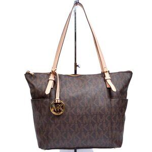 MICHAEL KORS Signature MK Jet Set Travel Tote Brown/Tan